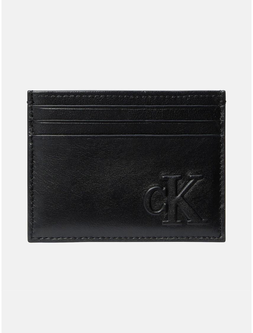 Tarjetero de piel con monograma en relieve