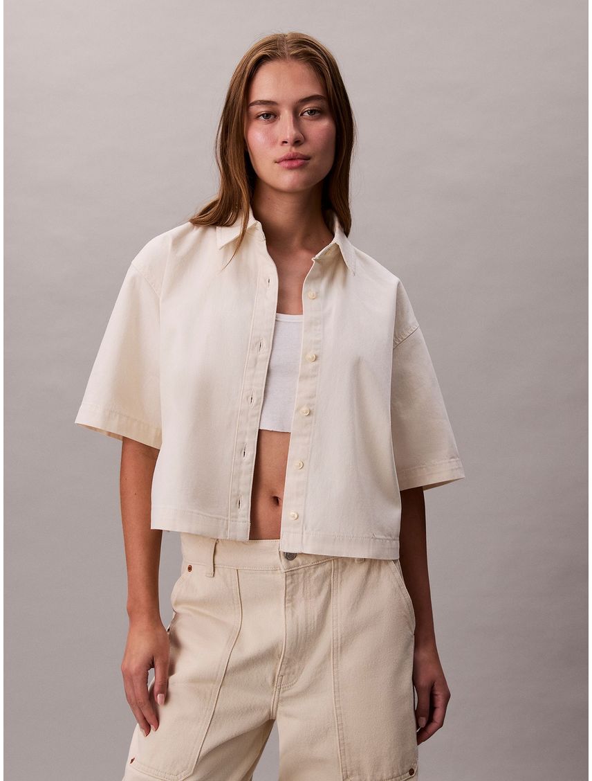 Camisa denim de mangas cortas